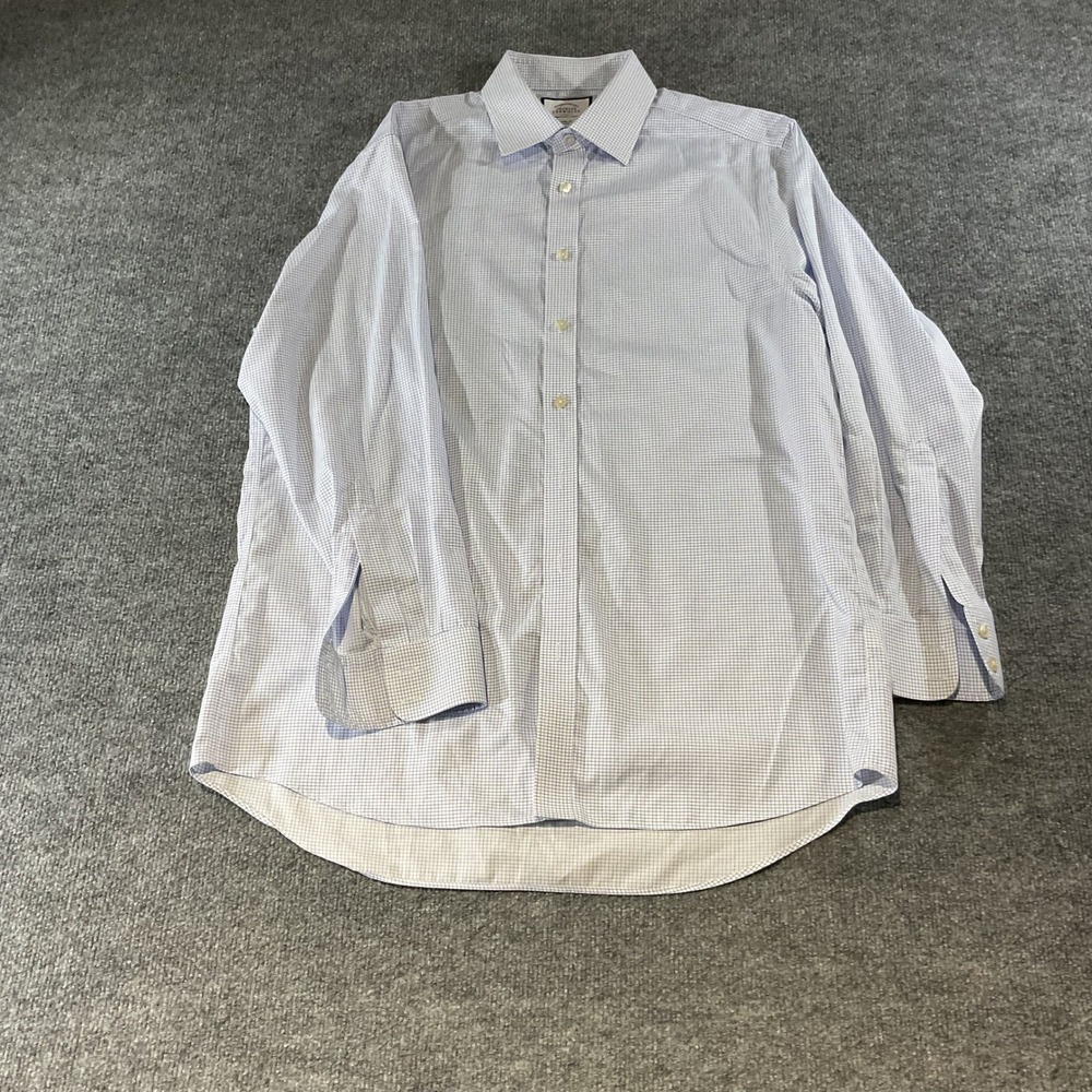 Charles Tyrwhitt Mens Blue White Micro Check Classic Fit Non-Iron Shirt 16.5 34